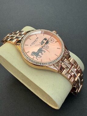 Stainless Steel Women’s Fashion Rose Gold Watch Rose Gold Face Rhinestones